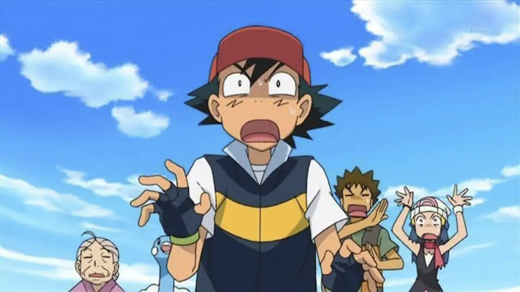 Dresseur Pokémon entouré de plusieurs Pokémon