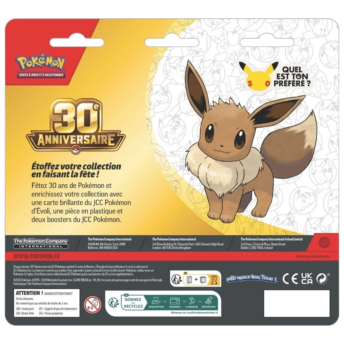 duo pack des cartes pokemons 30 ans avec la promo Evoli