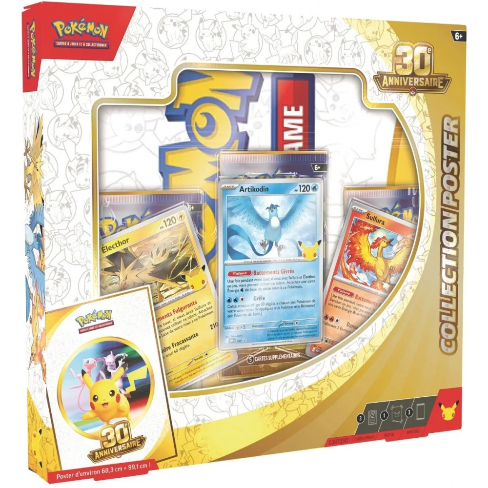 Coffret Poster pokemon 30 ans avec 3 promos